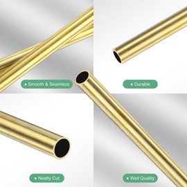 M METERXITY 300mm Brass Round Tube, 6mm OD 0.5mm Wall Thickness H65 Brass Seamless Tubing for Construction/Machining/DIY Crafting, Metal Straight Pipe [0.24x0.02x11.8IN]
