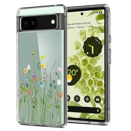 Unov Compatible with Pixel 6a Case Clear with Design Soft TPU Shock Absorption Slim Embossed Pattern Protective Back Cover for Pixel 6a 5G 6.1 inch (Flower Bouquet)