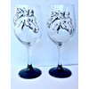 Black Stallion Horse Hand Painted Wine Glasses Set of 2