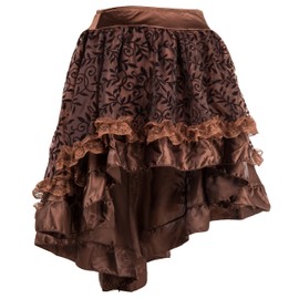 Bslingerie Womens Steampunk Asymmetrical Multicolored Skirt (Brown L)