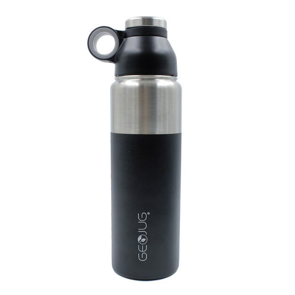 Brentwood GeoJug Stainless Steel Vacuum Insulated Water Bottle, Wide Mouth with BPA Free Cap (Black, 24 oz (710ml) Wide Mouth)