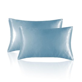Satin Pillowcase, Similar to Silk Pillow Cases (Blue - 2 Pack, Queen（20"X 30"）)