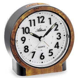 Alarm clock without ticking silent with light snooze quartz analogue - 2173/20 (walnut/black)