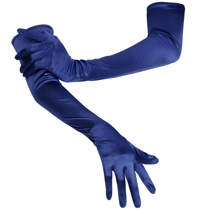 Long Elbow Satin Gloves, Elegant Stretchy Long Gloves, 53 cm