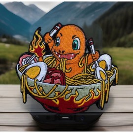 Unbranded Charmander Pokémon Ramen Bowl Embroidered Hook/Loop Morale Patch
