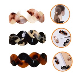 FOMIYES 3pcs Acrylic Tortoise Hair Barrettes Large Rectangle Snap Clips for Women Non-slip Design Elegant Hair Accessories Red Coffee Tortoise Shell and Light Colors