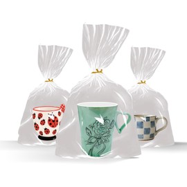 MATEPLUS 100 Pack 8x11 inch 2.8Mil Thick Resealable Cellophane Bags with Gold Twist Ties, Bakery & Gift Basket Packaging for Large Cookies, Muffins