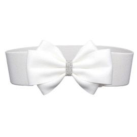 Ct Cotim Coyin Women's Elastic Bow Belt Wide Rhinestone Stretch Belts Ladies Waist Accessori
