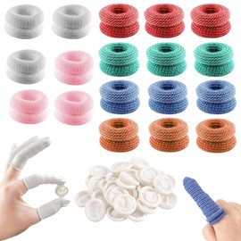 Finger Bandage Set of 48 Pieces Including Cotton Finger Cots and Rubber Finger Cots for Wound Protection and Support; for Thumb Bandage and Finger Protection in Various Scenarios