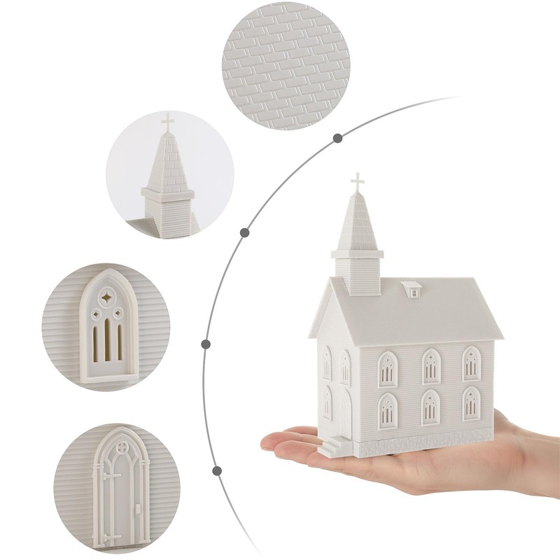 HO Scale Model Blank Church Kit Unassembled House for Model