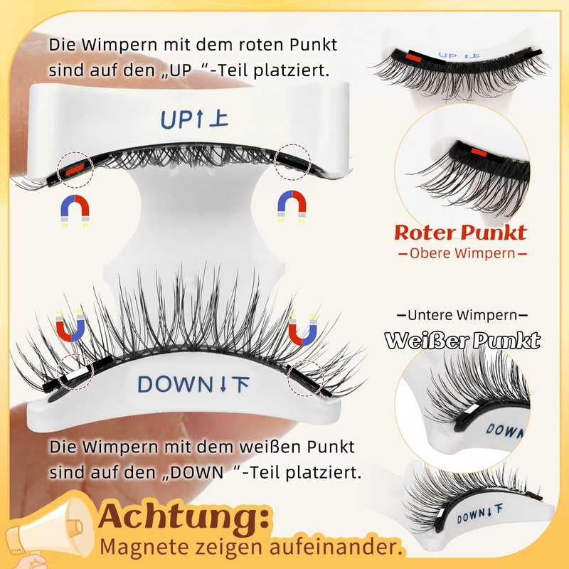 QUEWEL Magnetic Eyelashes Natural Look, Portable Magnetic Eyelashes with Applicator,