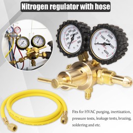 Nitrogen Regulator, Nitrogen Regulator Hvac with 60" Hose, 0-800PSI, 1/4-Inch Outlet Connection, 0-4000PSI, CGA580 Inlet Connection, Hvac Nitrogen Regulator, Nitrogen Tank Regulator by KAKO
