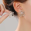 Jugielu Boho Rhinestone Flower Earrings Crystal Flower Hollow Earrings Hollow