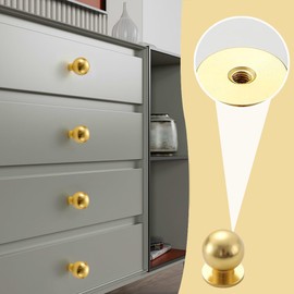 PmLwakiR 6 PCS 25MM Modern Handles Knobs Round Shaped Dresser Handle Pulls Solid Brass Cabinet Knobs with Screws for Furniture Cabinets and Drawers