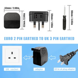 US to UK Plug Adapter with Screwdriver, USA to UK Plug Adaptor, China to UK Plug Adapter, Convert USA, Chinese, and Japanese Type A Plugs to UK Plug with Safety Fuse(13A, Black)