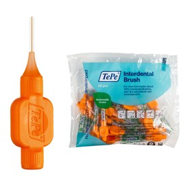 TePe Interdental Brush Orange (ISO Size 1: 0.45 mm) / 1 x 20 Pieces / For Easy and Thorough Cleaning of Interdental Spaces