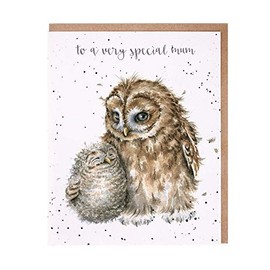 Wrendale Designs Artistic Blank Greeting Card - 'Very Special Mum' - Owl Always Love You - Cuddling Owl Illustration by Hannah Dale