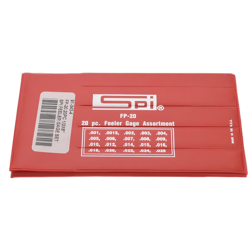 SPI 20 Piece (0.001" to 0.025") SAE Steel Parallel Feeler