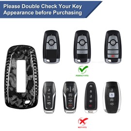 T-carbon Key Fob Cover fit for Raptor Bronco Real Forged Carbon Fiber Key Case Compatible with Raptor Bronco Sport F150 Explorer Smart Key Fob Cover with Keychain