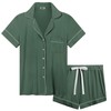 Joyaria Womens Button Down Bamboo Viscose Pajamas Set Short Sleeve