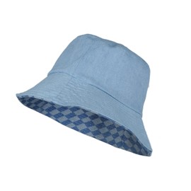 Toutacoo, Rain Hat, Sun Hat, Floppy Hat, Wide Brimmed Hat, Leopard Print, Women, Reversible, 01-Blue Jeans