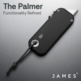 JAMES° The Palmer Utility Knife, Anodized Aluminum Handles, Buttery Smooth Action, Refined Tool Free Blade Changes, Cerulean Blue Grip