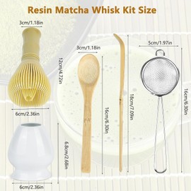 5Pcs Resin Matcha Whisk Set,Food Grade Durable Japanese Matcha Whisk with Stand, Spoon & Sieve, Traditional Tea Ceremony Tools, Easy to Clean Design for Matcha Powder