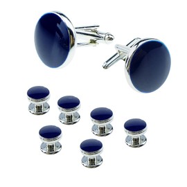 Spacmirrors Men's 8pcs Cufflinks and Studs Set, Blue, Wedding, Valentine's, Festival, Birthday, Anniversary, Graduation Gift