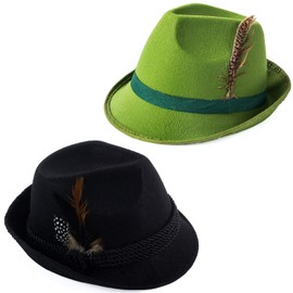 Tigerdoe Oktoberfest Hats - German Alpine Hat - Bavarian Hat with Feather (2 Pack)