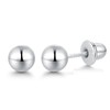 Ball Screw Back Earrings for Women 925 Sterling Silver Hypoallergenic