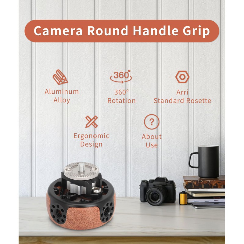 Camera Round Handle Grip, 360 Degrees Rotation Quick Release for