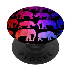 Elephant & Rhino Geometric Blue Purple Red on Black