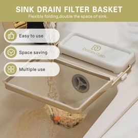 Dolcevitae Nimedala Meshmate Waste Rack Sink, Mesh Mate Rotatable Kitchen Sink Strainer with 100Pcs Filter Mesh Bags, Suction Cup Sink Strainer & Kitchen Sink Filter Rack (White,With 100 pcs Bags)