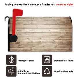 Baocicco Wooden Board Mailbox Cover Vintage Wooden Wall Retro Grain Old Texture Magnetic Mailbox Covers Countryside Style Mail Box Wraps Post Letter Box Cover Standard Size 21x18 Inch for Home Yard