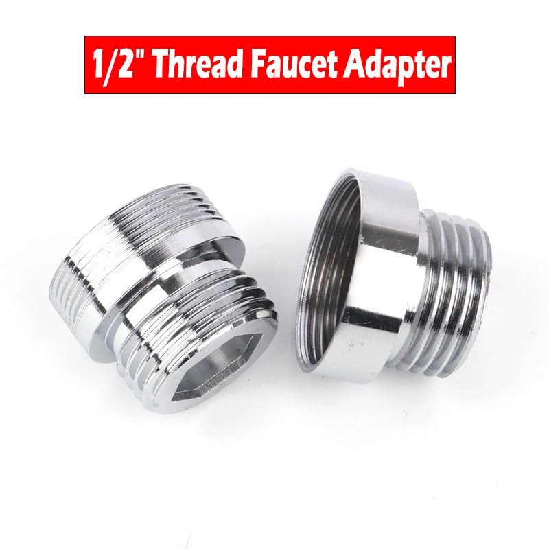Faucet Adaptor 2PCS Aerator Connector 1/2" Thread Solid Metal Kitchen