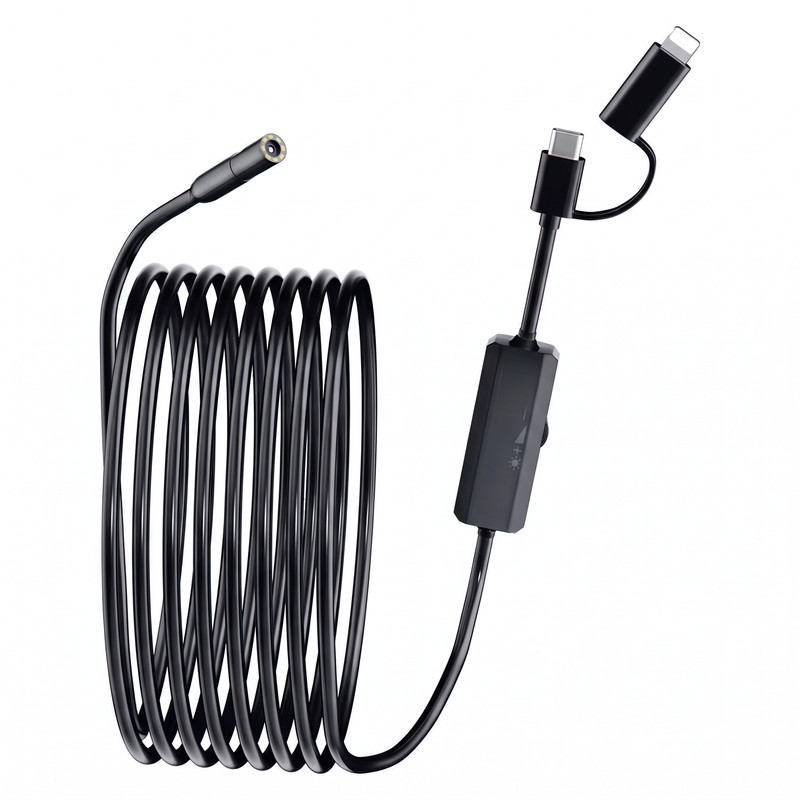 Smartphone-Compatible Endoscope Camera for Inspection – 5.5mm or 8mm Probe