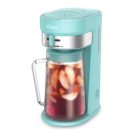 AEMEGO Iced Tea Maker, Brewing System with 2.5-quart Glass Pitcher, sliding strength selector, Stainless Steel Decoration, Reusable Filter (Green)