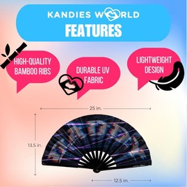 Kandies World Custom Festival Folding Hand Fan - Unique Designs, Made of Bamboo, Clacking Sound, Lightweight - Perfect Rave and Festival Accessory!… (Daddy)