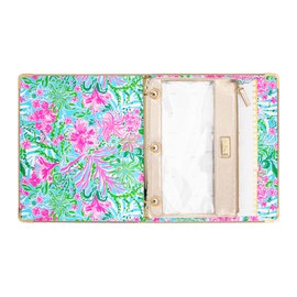 Lilly Pulitzer Luxe 3 Ring Binder 0.75 Inch Rings, Binder Organizer Includes Tab Dividers, Planner Inserts, and Zip Pouch, Aesthetic Binder with Planner Accessories, Grasscloth