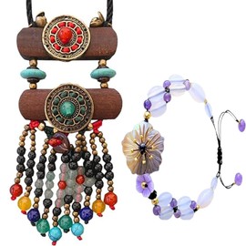 DREMINOVA African Tribal Bohemian Necklace Ethnic Native Boho Pendant Hawaii Statetment Trendy Women’s Jewelry (Gypsy Ethnic)