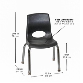 Children’s Factory MyPosture 10" H Chair, 4 Pack, Black with Chrome Legs, AB8010BLC4, Kids Preschool, Daycare or Classroom Flexible Seating, Toddler Desk Chair