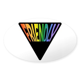 CafePress Gay Friendly Rainbow Triangle Oval Car Bumper Sticker