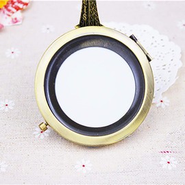 GSHLLO 2 PCS Round Folding Portable Mirror Compact Travel Mirror Handheld Mirror Purses Pocket Mirror with Trays for DIY Bronze