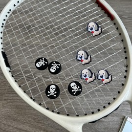 AGLOO 8 Pcs Tennis Racket Vibration Dampener - Silicone Tennis Dampener for Enhanced Comfort - Fun Skull and Dog Designs – Tennis Racquet Accessory Gift