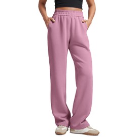 CRZ YOGA SoftAura Wide Leg Sweatpants Women 31" Modal High Waisted Lounge Travel Casual Sweat Pants with Pockets Drawstring Velvet Dust Medium