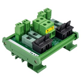 AC Power Distribution Module, Rocker Switch, Fused, Pluggable Top Wiring Terminal Block, DIN Rail and Screw Mount (4 Channel)