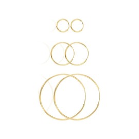 3 pairs Endless Hoop Earrings18K Gold Glossy Polished 20mm 40mm 60mm Round Circle Earrings (Gold)