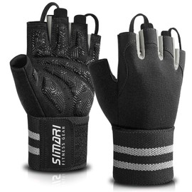 SIMARI Wrist Support Workout Gloves for Men & Women, Weight Lifting Gloves with Padded, Grip, Full Palm Protection, Gift for Gym Exercise, Cycling, Weightlifting Training, Fitness, Black Gray, Size M