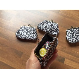 Adam Victor Leopard Mini Grain Coin Purse- Clasp Pouch Wallet Key Bags, Perfect Present for Women Girls Lovely Purses Wallets Buckle Party Favors
