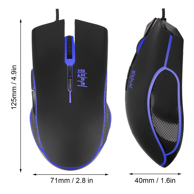 Gaming-Maus, Tragbare Ergonomische Kabelgebundene Maus mit USB-Kabel, 4 Farben Hintergrundbeleuchtung